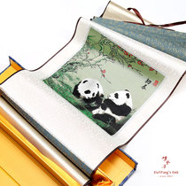 Sichuan Shu Jinsang mulberry silk scroll hanging painting Yunjin scroll China Wind Foreign Gift National Treasure Panda Hang Painting