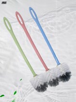 Toilet toilet brush round head simple toilet brush plastic bristles long handle no dead corner can be hung wall type single pack