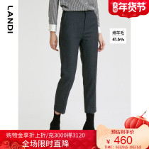 Blue land 2021 Winter new black suit pants ladies dress pants wool slim commute slim straight pants