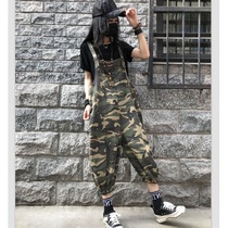  2021 new wide-leg jeans bib pants womens suit western style age-reducing Korean loose fashion summer thin section
