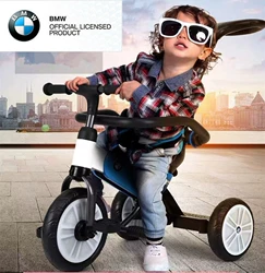 宝马BMW儿童三轮车婴儿脚踏车溜娃神器宝宝手推车可坐可骑可折叠