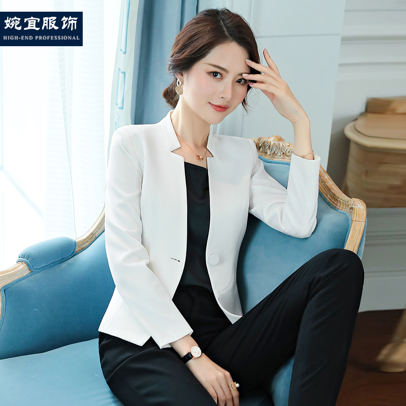 Autumn and winter new professional dress dress suit hotel front beautician workwear suit womens white coat