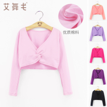 Children Dance Suit Spring Autumn Season Long Sleeve Small Jacket Kan Shoulder Sweater Girl Spring Autumn Dancing Shawl Girl practice Gongfu