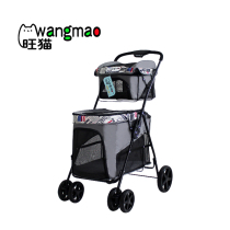 Lightweight folding pet double-layer trolley dog paparazzi pet cart cat cage four-wheel outdoor travel