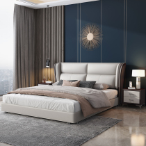 Leather bed 1 8 m double bed 1 5 M modern simple single bed light luxury home master bedroom wedding bed storage queen bed
