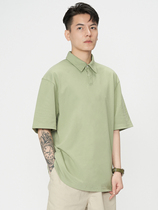 Liberty Kostume solid color polo shirt Japanese casual polo couple turn leader short sleeve polo shirt men