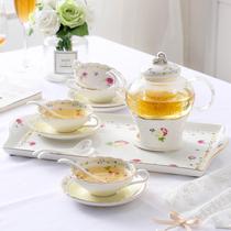 European scented tea tea set afternoon tea set household glass boiled fruit scented tea pot heated candle flower tea cup saucer
