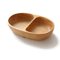 Factory price direct wooden dish thick bottom grid wooden dish creative snack dish fruit dish pastry dish tableware