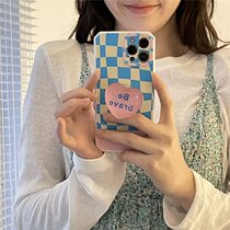 ins Contrast color check love bracket for Apple 11 phone case iphone12promax soft 78plus xr