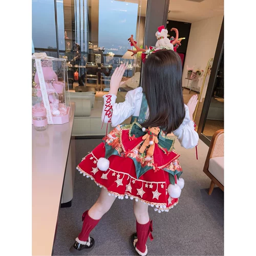 Зимнее платье, юбка, мультяшный комплект, наряд маленькой принцессы, стиль Лолита, эффект подтяжки