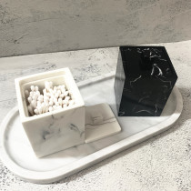 Nordic creative marble cotton sign box home living room toothpick box simple cotton swab storage box Desktop Storage