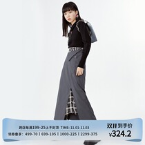 OceanMine original design womens 21AW gray Joker irregular drag girl stitching high waist skirt