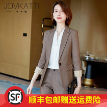  High-end president suit suit female fashion plaid professional formal dress Business manager teacher white-collar work overalls