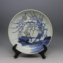 Qingdai Qing Flower Flowers Bird Dish Antique Ancient Play Antique made of old porcelain Porcelain Pendulum old goods old stock collection