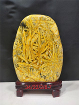  Boutique gold bamboo bamboo leaf stone Help stone Lucky town house collection Ornamental stone Qishi