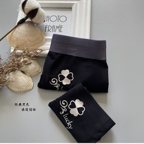 Lucky Clover Couple Panties Untrace Modal Classic Black Cotton Antibacterial Breathable Pants