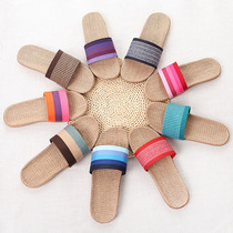 Slippers female summer home linen slippers summer couple home thick-soled non-slip indoor floor slippers male summer