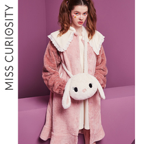  Curious Misi pajamas womens autumn and winter long coral velvet nightgown home clothes winter cute thickened velvet can be worn outside
