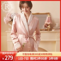 RoseTree dressing gown women winter long coral velvet morning gown bathrobe Japanese ins style plus velvet thick warm bathrobe