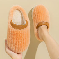 Fall and Winter Warm Cotton Slippers Lady Moon Shoes in Household Anti-Sliding Thick Solar After Hanging Cotton Shoes