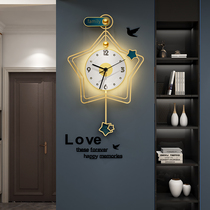 Light luxury clock living room simple modern home wall hanging clock lamp hanging wall creative Net Red fashion wall clock atmosphere