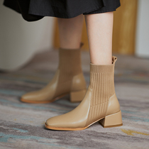 GANAIER French light luxury chao xian shou booties socks shoe tip fine heel tube thin shoe 5 5CM