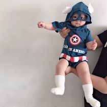 South Korean male baby Summer thin sleeves Short sleeves Climbing Clothes Baby Clothes Khae Bag Fart Clothes Newborn Conjoined Clothing