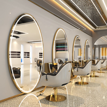 Barber shop mirror hair salon dedicated single-sided wall round mirror Net red hairdressing shop mirror table led with light haircut mirror tide tide