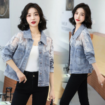 2022 Spring splicing as an old fashion denim jacket female display slim street long sleeve short jacket Z19193