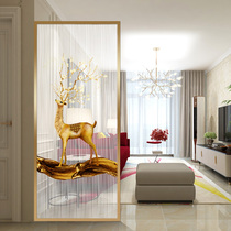 Modern Art Glass Partition Screen Living Room Entrance In House Genguan Decoration Brief Light Lavish Frosted Steel Process Elk Deer