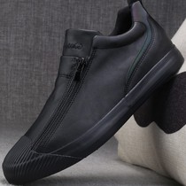 European station mens 2021 Autumn New Korean version of the trend Joker board shoes lazy people a pedal casual leather shoes men