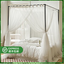 Home Floor Type Palace Bed Nets 1 5 m Bed White Encrypted Tent Yarn Triple Door Princess Wind 1 8m with bracket