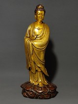 Book House Buddha Hall Placed Pure Red Copper REAL GOLD FULL OF WORK CHISEL ENGRAVING FLOWERS DOWN-TO-EARTH XIANG GUANYIN BODHISATTVA STAND LIKE A PENDULUM
