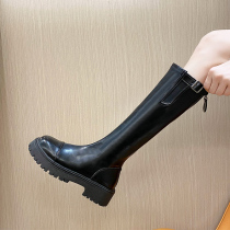 Net red rider boots woman 2022 autumn winter new white long cylinder boots though knee-Martin boots high cylinder boots thick underboots