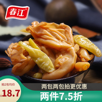(Chunjiang pickled pepper boneless duck feet 120g)Hot and sour boneless duck feet duck snacks ready-to-eat Guangxi specialty snacks