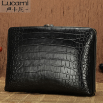 Lucani Upscale Mens Avocado Leather Handbag Genuine Leather Mens Bag Belly Leather Large Capacity Hand Clip Bag Mens Hand Holding Bag