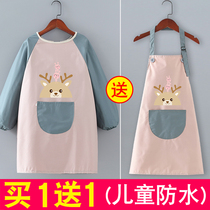 Childrens long-sleeved apron custom LOGO printing baby eating clothes waterproof anti-dirty kindergarten bib drawing clothes