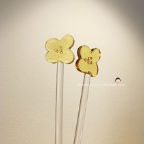 Suitable for Starbucks Osmanthus Cherry Gingerbread Man Glass mixing stick Water cup Coffee juice Milk drainage stick