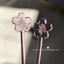 Suitable for glass mug mark cup pink cherry blossom shaped glass stirring bar juice coffee long handle drainage stick