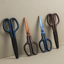 Japan PLUS Prussian titanium plated non-viscose scissors anti-rust Arc Blade tip with protective cover for student office