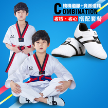 Childrens Taekwondo clothing shoes suit lifting boxing suit adult full cotton long and short sleeve training for male and female beginners