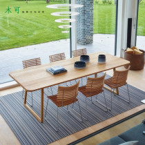 Nordic solid wood conference table long table simple modern reception table and chair combination log desk large table Workbench