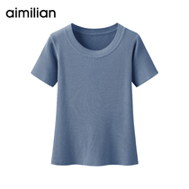 Amy Love Ice Silk Needleshirt Short Sleeve T-shirt Woman 2022 New Summer Slim Fit White Sashimi Blouse