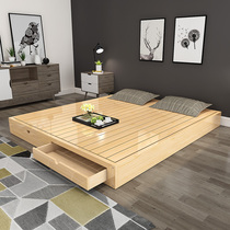 Solid wood hard board mattress wood waist protection bed frame 1 5 double 1 8 meters hard tatami ribs frame floor bed customized