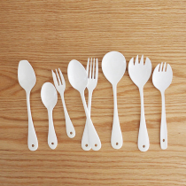 MY home-Japanese elfin high Mulberry metal Blanc simple white enamel enamel tableware dessert spoon