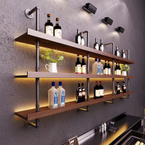 Iron Art Wall Shelf Wall Floor Multilayer Containing Solid Wood Shelve Table table Bedroom Kitchen Separator Wine Rack