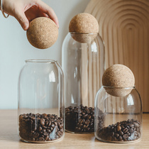Aika Home Coffee Can Sealed Coffee Bean Storage Can Cork Glass Storage Can Converted Grain Tank