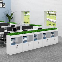 Office file cabinet Low cabinet partition flower groove Financial data file small cabinet Lattice storage locker with lock