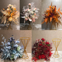 Wedding table flower vase Wrought iron small waist Wedding table flower twister flower T platform road lead Wrought iron geometric road lead flower