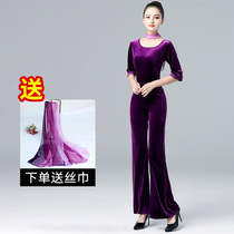 Elegant body training clothing womens suit flared pants practice clothing velvet slim model show performance clothing spring and autumn
